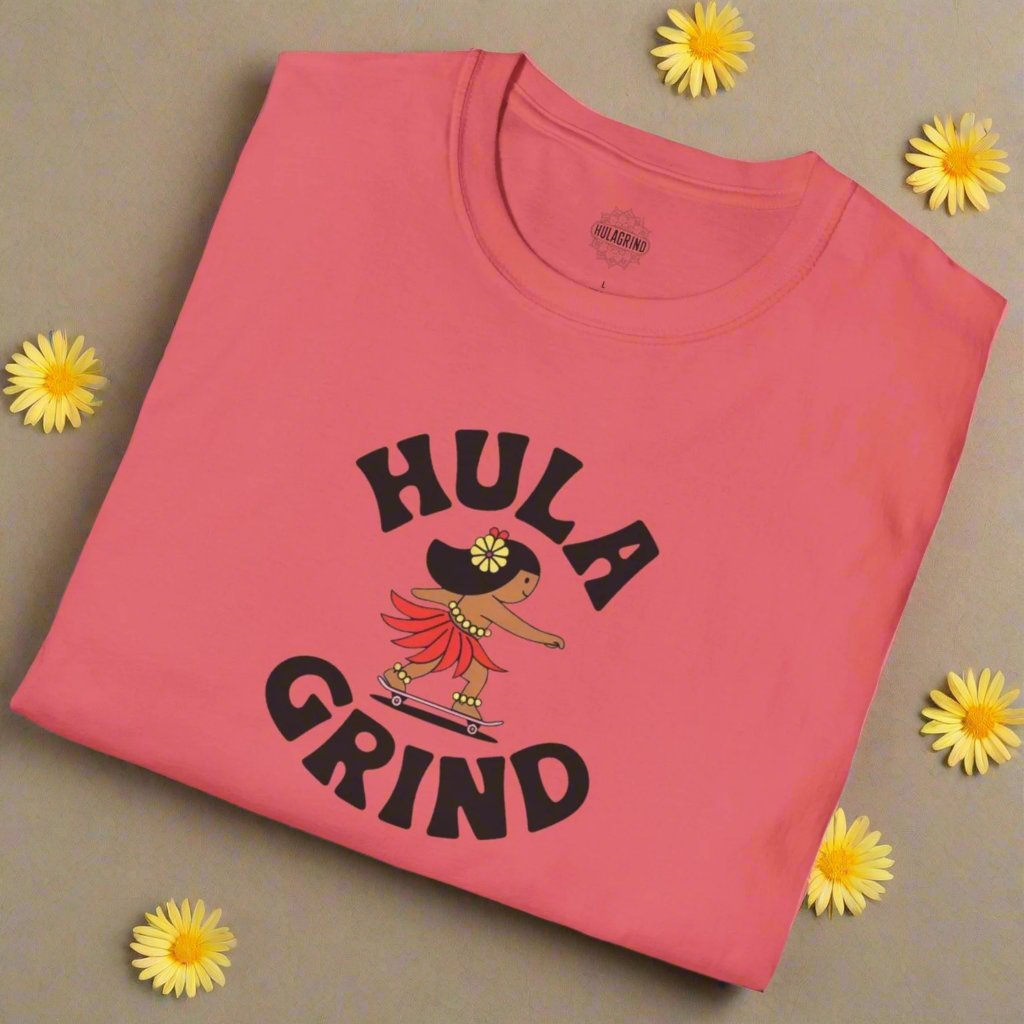 Hulagrind Hula Girl Skateboarding Tee - Available in 8 colors!